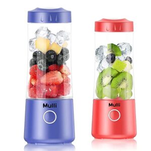 mulli portable blender 16oz usb-c rechargeable personal mixer for smoothie and shakes, mini blender with six blades,2x2000mah for baby food,travel,gym