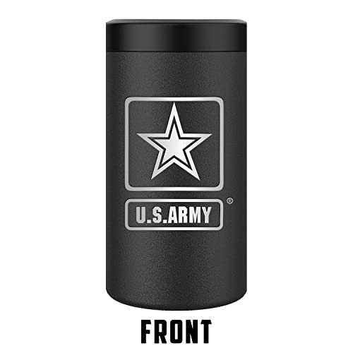 Army 4 in 1 Insulated Can Cooler, Stainless Steel Double-Walled Insulator for 12 oz Standard or Skinny Slim Cans, 12 Oz Beer Bottles & Mixed Drinks – Gifts for Soldiers