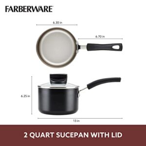 Farberware Smart Control Nonstick Sauce Pan/Saucepan with Lid, 2 Quart, Black