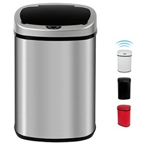 hudada kitchen trash can 13 gallon garbage can brushed stainless steel waste bin automatic trash can touch free high capacity 50 liter with lid for kitchen home office living room bedroom