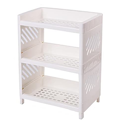 XINGWANG Three-Layer Desktop Storage Rack, Foldable Office Stationery Storage Rack,Kitchen Seasoning Storage Rack, Bathroom Cosmetic Storage Rack (White, 3-Layer)