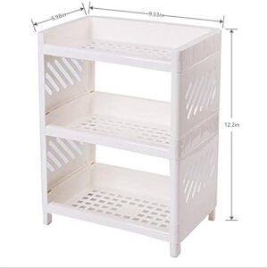 XINGWANG Three-Layer Desktop Storage Rack, Foldable Office Stationery Storage Rack,Kitchen Seasoning Storage Rack, Bathroom Cosmetic Storage Rack (White, 3-Layer)