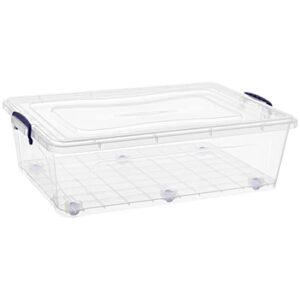 superio under bed clear storage bin with lid, stackable plastic storage container with latch closure (42 quart- under bed)