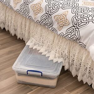 Superio Under Bed Clear Storage Bin with Lid, Stackable Plastic Storage Container with Latch Closure (42 Quart- Under Bed)