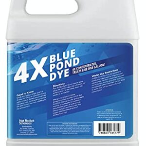 4X Blue Pond Dye - Transforms Murky Brown Water to Natural Blue Color - Super Concentrated Lake and Pond Dye - Liquid Pond Shade Treats Up to 1 Acre - Safe for Fish and Wildlife (32 oz)