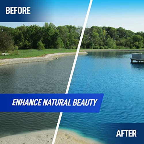 4X Blue Pond Dye - Transforms Murky Brown Water to Natural Blue Color - Super Concentrated Lake and Pond Dye - Liquid Pond Shade Treats Up to 1 Acre - Safe for Fish and Wildlife (32 oz)