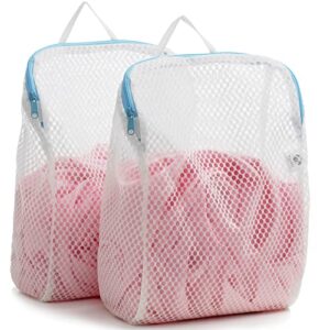 comlife set of 2 delicates honeycomb mesh laundry bag，use ykk zipper，with handle, extra large opening, side widening design, baby products, face cleansing pads,socks, fine knitwear mesh wash bags (blue)