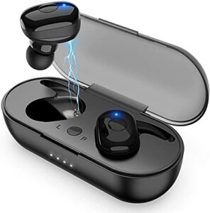 qisebin wireless earbuds true wireless earbuds bluetooth headphones with microphone bluetooth earbuds stereo calls extra bass 36h for workout(charging case included) - black