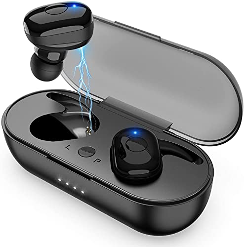 Qisebin Wireless Earbuds True Wireless Earbuds Bluetooth Headphones with Microphone Bluetooth Earbuds Stereo Calls Extra Bass 36H for Workout(Charging Case Included) - Black