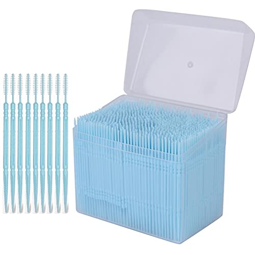 Acewen 1100 Pcs Disposable Plastic Toothpick Oral Cleaning Care Tooth Cleaning Tool or Cocktail Sticks Double Head Plastic Toothpicks Disposable Brush Toothpick