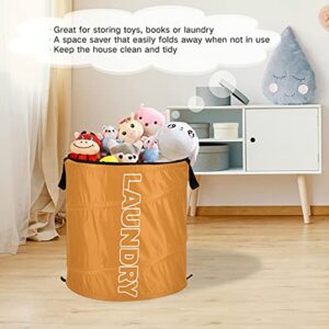 Orange Pop Up Laundry Hamper Collapsible with Lid Dirty Clothes Hamper Laundry Basket Storage Hamper Organizer for Home, Laundry, Travel