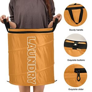 Orange Pop Up Laundry Hamper Collapsible with Lid Dirty Clothes Hamper Laundry Basket Storage Hamper Organizer for Home, Laundry, Travel