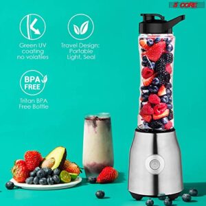 5 Core Smoothie Blender for Shakes and Smoothies, 600ml Powerful 300W Personal Bullet Blender & Smoothie Maker with Portable Bottle BPA Free 20 Oz, 4 Stainless Steel Blade, Blenders For Smoothie 5C 521