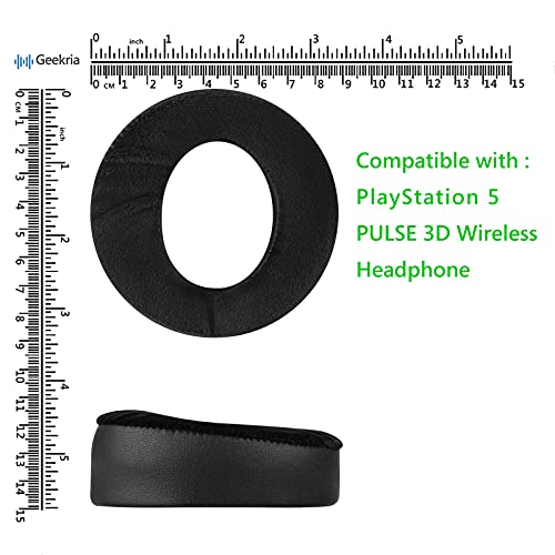 Geekria Comfort Hybrid Velour Replacement Ear Pads for Sony Playstation 5 Pulse 3D PS5 Wireless Headphones Earpads, Headset Ear Cushion Repair Parts (Black)