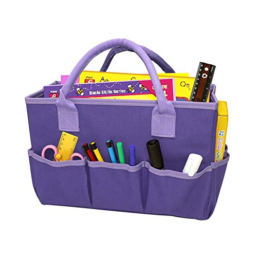 Art Organizer Craft Storage Tote Bag with Multiple Pockets Fundamentals Art Organizer Caddy with Handles Teaching Stuff Art Organizer Desktop Craft Storage Tote Bag for Teacher Officer Artist Students