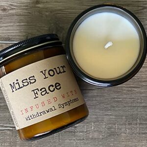 Miss Your Face Infused With Withdrawal Symptoms | Premium Soy Wax Candle | The Snarky Mermaid | Amber Jar Candle | Made in USA | Snarky Candles | Scented Candles For Women And Men