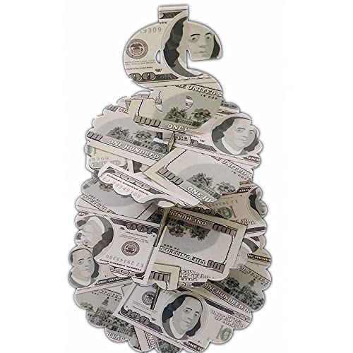 Fun Cash Money Dollar Bill Themed Cake Stand 3-Tier Grey Board Cupcake Stand Dessert Mini Cakes Candy Display Tower for Birthday Tea Party Wedding Casino Bachelorette Retirement Party