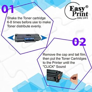 EASYPRINT (4-Pack) Compatible W1105A Toner Cartridges Replacement for HP 105A 1105A Used for MFP135a MFP135w MFP137fnw 107a 107w, (4X Black)