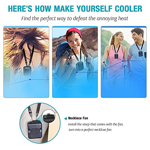 ALPIAZ Personal Portable Waist Clip Fan, 6000mAh Rechargeable Battery Operated Necklace Fan, 5100RPM,3 Speed,23 Hours ,For Workers, Climbing, Hiking, Outdoor Hot Terminator