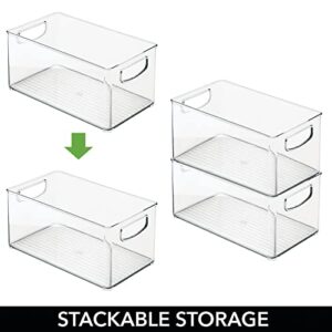 mDesign Plastic Storage Organizer Wide Container Bin with Handles for Bathroom, Home Organization - Holds Vitamins, Supplements, Makeup, Styling Tools - Ligne Collection - 8 Pack - Clear