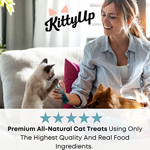 Kitty Up - Lickable Cat Treat Pouches for Indoor Cats - All Natural Tuna Puree Tube Treats - Kitten and Senior Soft Wet Cat Food - Limited Ingredient - Grain Free, Lysine, Taurine; 12 tubes .05 oz ea.