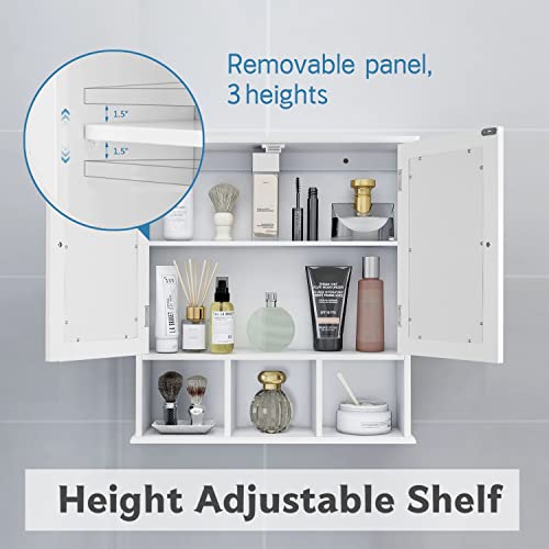 TaoHFE Bathroom Cabinet,Bathroom Wall Cabinet with 2 Door Adjustable Shelves,Over The Toilet Storage Cabinet,White Bathroom Cabinet Wall Mounted,Medicine Cabinets for Bathroom Laundry Room Kitchen