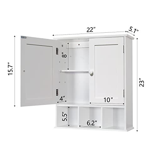 TaoHFE Bathroom Cabinet,Bathroom Wall Cabinet with 2 Door Adjustable Shelves,Over The Toilet Storage Cabinet,White Bathroom Cabinet Wall Mounted,Medicine Cabinets for Bathroom Laundry Room Kitchen