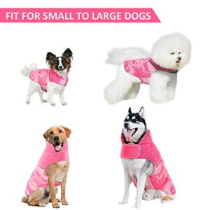 Dora Bridal Reversible Dog Jacket Dog Coat-Camouflage Dog Winter Coat with Leash Hole-Polar Fleece Dog Coats for Small Dogs-Windproof Camo Dog Cold Weather Coats-Winter Coats for Dogs-Camo Pink-s