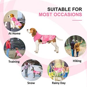 Dora Bridal Reversible Dog Jacket Dog Coat-Camouflage Dog Winter Coat with Leash Hole-Polar Fleece Dog Coats for Small Dogs-Windproof Camo Dog Cold Weather Coats-Winter Coats for Dogs-Camo Pink-s