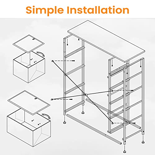 Pellebant 9 Drawers Vertical Storage Tower- Fabric Dresser, Sturdy Metal Frame, Fabric Storage Bins with Wooden Handle and Wooden Top, Organizer Unit for Bedroom/Closet/Hallway/Entryway,Grey