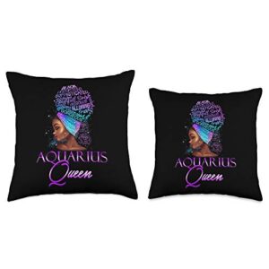 Lush BLM Purple Aquarius Queen African American January February Throw Pillow, 18x18, Multicolor