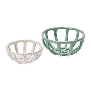 creative co-op s/2 stoneware baskets w reactive glaze bowl, multicolored, 2