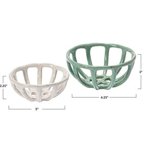 Creative Co-Op S/2 Stoneware Baskets w Reactive Glaze Bowl, Multicolored, 2