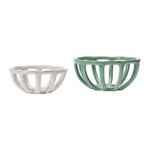 Creative Co-Op S/2 Stoneware Baskets w Reactive Glaze Bowl, Multicolored, 2