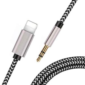 Nylon iPhone Aux Cord for Car, [Apple MFi Certified] Lightning to 3.5mm Headphone Jack Adapter Compatible for iPhone 14/13/12/11/XS/XR/X 8 7/iPad , iPod to Home Speaker/Car Stereo/Headphone (3.3FT)