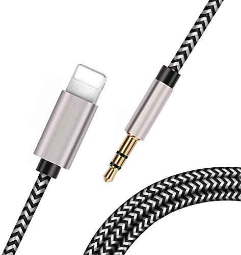 Nylon iPhone Aux Cord for Car, [Apple MFi Certified] Lightning to 3.5mm Headphone Jack Adapter Compatible for iPhone 14/13/12/11/XS/XR/X 8 7/iPad , iPod to Home Speaker/Car Stereo/Headphone (3.3FT)