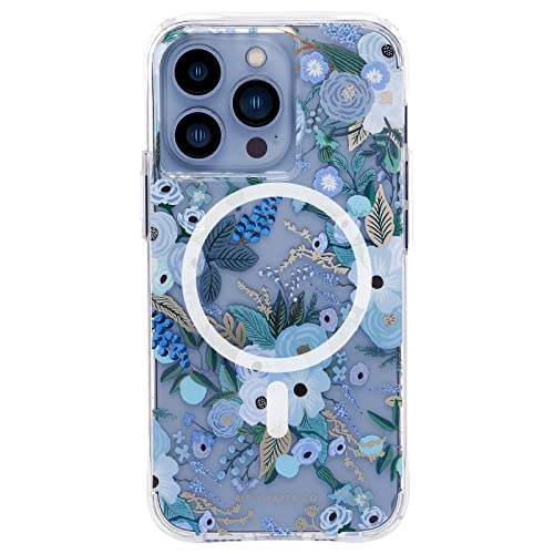 Rifle Paper Co. iPhone 13 Pro Case - 10ft Drop Protection - Compatible with MagSafe & Wireless Charging - Floral 6.1" Case for iPhone 13 Pro, Anti Scratch Shock Absorbing Materials - Garden Party Blue