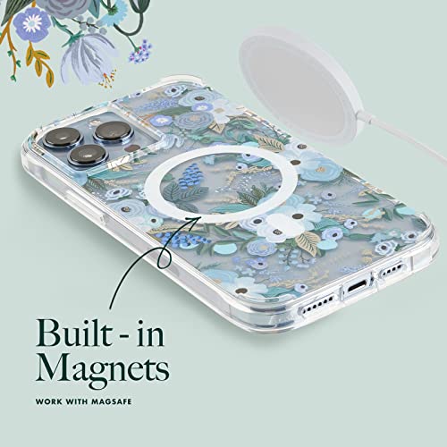 Rifle Paper Co. iPhone 13 Pro Case - 10ft Drop Protection - Compatible with MagSafe & Wireless Charging - Floral 6.1" Case for iPhone 13 Pro, Anti Scratch Shock Absorbing Materials - Garden Party Blue