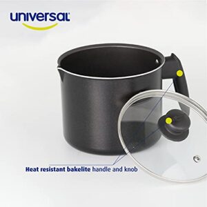 Universal 1.6Qt Nonstick Milk Pitcher Jar with Glass Lid, Aluminum construction