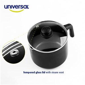 Universal 1.6Qt Nonstick Milk Pitcher Jar with Glass Lid, Aluminum construction