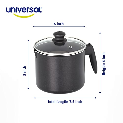 Universal 1.6Qt Nonstick Milk Pitcher Jar with Glass Lid, Aluminum construction
