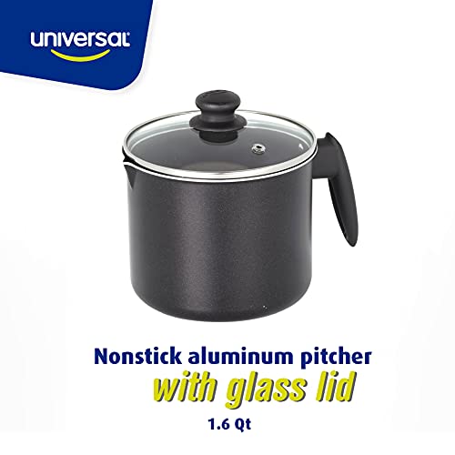 Universal 1.6Qt Nonstick Milk Pitcher Jar with Glass Lid, Aluminum construction