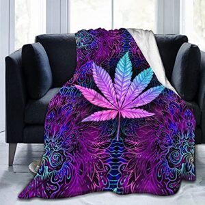gaseekry blanket colourful weed leaves fleece flannel throw blankets for couch bed sofa car,cozy soft blanket throw queen king full size for kids women adults 80 inchx60 inch, black