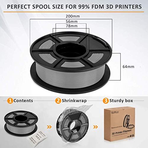 SUNLU PLA 3D Printer Filament, PLA Filament 1.75mm Dimensional Accuracy +/- 0.02 mm, 1 KG Spool, PLA Gray+Blue