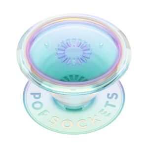 popsockets popgrip - expanding stand and grip with swappable top - clear iridescent