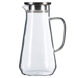 Karafu Pitcher, 58Oz Glass Pitcher with Lid, Easy Clean and Heat Resistance Borosilicate Glass Jug for Hot or Cold Water, Milk, Ice Tea and Juice Beverage