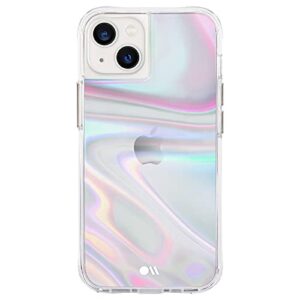case-mate iphone 13 case - soap bubble [10ft drop protection] [wireless charging compatible] luxury cover with iridescent swirl effect for iphone 13 6.1", anti-scratch, shock absorbing materials