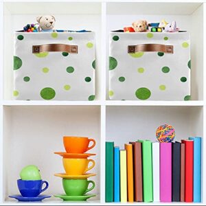 xigua Collapsible Storage Basket Green Peas Shelf Baskets with Handles for Houseroom / Children’s Room / Closet, 14.2（L）x 10.2（W）x 8.3（H）, 1 PC