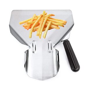 qjfcare stainless steel french fry bagger scoop chip popcorn bagger ice candy snacks desserts scooper with removable handle - right hand