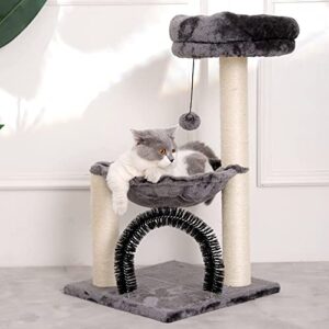 HOOPET cat Tree,27.8 INCHES cat Tower for Indoor Cats, Multi-Level Cat Tree with Scratching Posts Plush Basket & Perch for Play Rest, Cat Activity Tree with Dangling Ball for Kittens/Small Cats